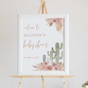 Kaktus Pampas Gras Boho Babydusche Begrüßungszeich Poster
