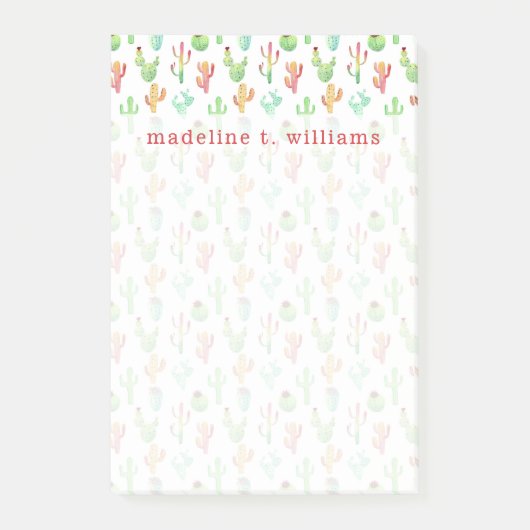 Kaktus-PastellAquarell-Muster Post-it Klebezettel (Vorderseite)