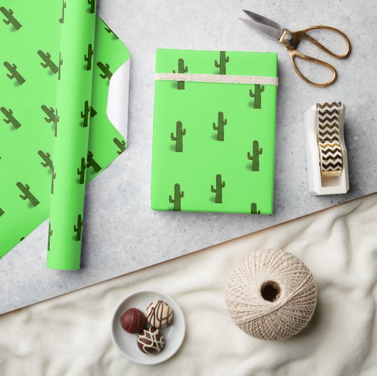 Kaktus-Pflanze auf hellgrün Geschenkpapier (Kunsthandwerk)