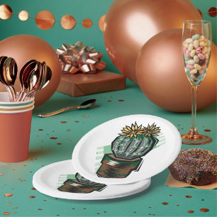 Kaktus-Pflanze in einem Topf Pappteller