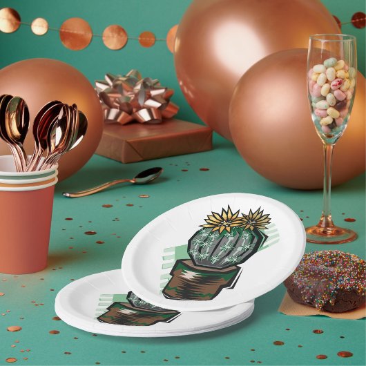 Kaktus-Pflanze in einem Topf Pappteller