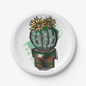 Kaktus-Pflanze in einem Topf Pappteller (Vorderseite)