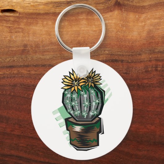 Kaktus-Pflanze in einem Topf Schlüsselanhänger (Vorderseite)
