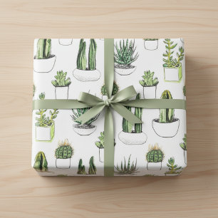 Kaktus-Pflanze-Papierblätter Geschenkpapier Set