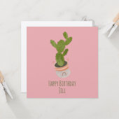 Kaktus Pflanze Rainbow Basket Hand Drawn Birthday  Karte (Vorderseite/Rückseite Beispiel)