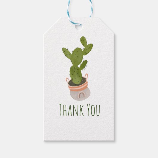 Kaktus Pflanze Rainbow Basket Handgezeichnet Geschenkanhänger (Vorderseite)