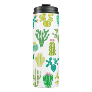 Kaktus Pflanze und Blume Vintages Set abgeschieden Thermosbecher
