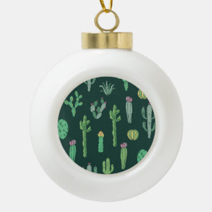 Kaktus-Pflanze: Vintager Nahtloser Hintergrund Keramik Kugel-Ornament