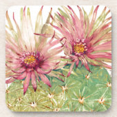 Kaktus Rosa Blüten Getränkeuntersetzer (Vorderseite)