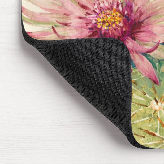 Kaktus Rosa Blüten Mousepad (Ecke)