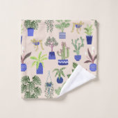 Kaktus-Rosa-Muster Badhandtuch Set (Waschlappen)