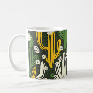 Kaktus Schwarz Hintergrund Vintage-Muster Kaffeetasse