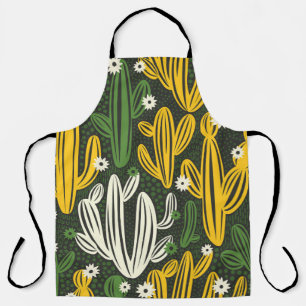 Kaktus Schwarz Hintergrund Vintage-Muster Schürze