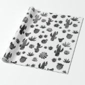 Kaktus-Schwarzweiss-Packpapier Geschenkpapier (Ungerollt)