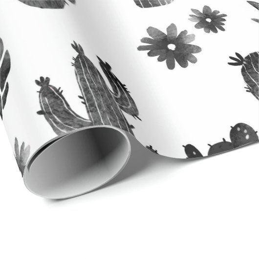 Kaktus-Schwarzweiss-Packpapier Geschenkpapier (Rolleneckpunkt)