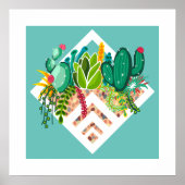 Kaktus & Succulents Garden Geometric Terrarium Poster (Vorne)