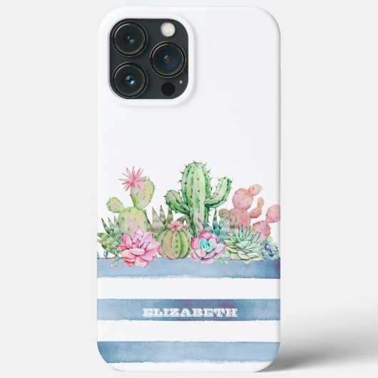 Kaktus Sukkulente Blume Streifen Case-Mate iPhone Hülle (Rückseite)