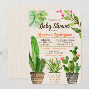 Kaktus Sukkulenten Blumen Baby Shower Einladung