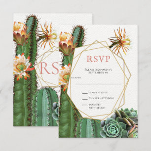 Kaktus Sukkulenten Grün Hochzeit RSVP Einladung