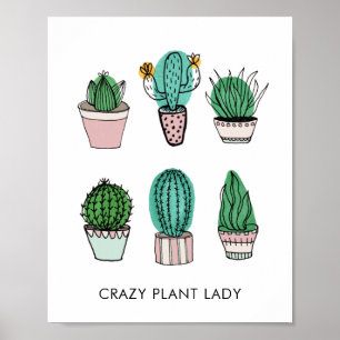 Kaktus-Sukkulenten-Illustration personalisiert Poster