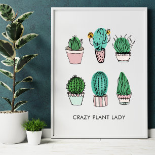 Kaktus-Sukkulenten-Illustration personalisiertes P Poster
