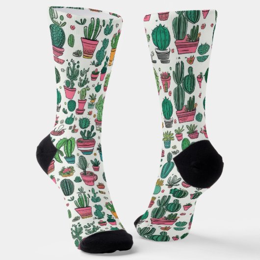 Kaktus Sukkulenten Muster Socken (Gewinkelt)