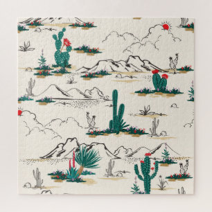Kaktus Sukkulenten: Vintage Wüstenflora. Puzzle