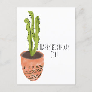 Kaktus-Terrakotta handgezeichneter Geburtstag Postkarte
