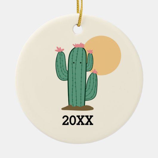 Kaktus-Themen-Weihnachtsbaumanhänger Keramik Ornament (Vorne)