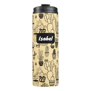Kaktus Topfpflanzen Süßes Muster PERSONALISIERTES  Thermosbecher