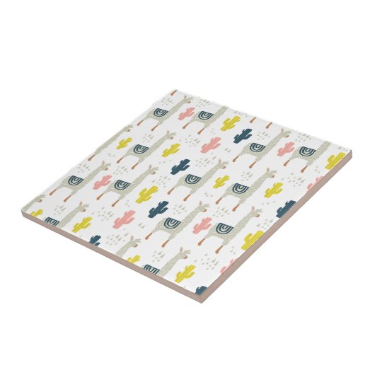 Kaktus-u. Lama-Muster Fliese (Seite)