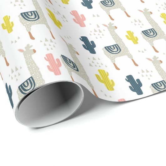 Kaktus-u. Lama-Muster Geschenkpapier (Rolleneckpunkt)