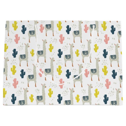 Kaktus-u. Lama-Muster Große Geschenktüte (Vorderseite)