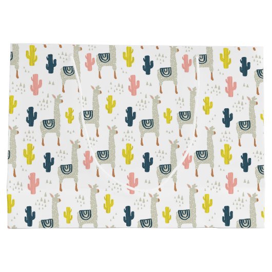 Kaktus-u. Lama-Muster Große Geschenktüte (Rückseite)