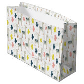 Kaktus-u. Lama-Muster Große Geschenktüte (Rückseite Schrägansicht)