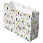 Kaktus-u. Lama-Muster Große Geschenktüte (Vorderseite Schrägansicht)