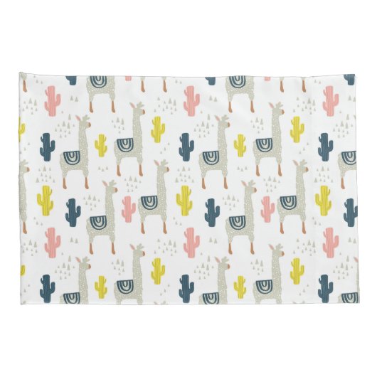 Kaktus-u. Lama-Muster Kissenbezug (Rückseite-Rechts)