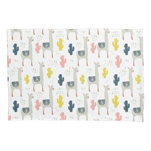 Kaktus-u. Lama-Muster Kissenbezug (Vorderseite-Links)