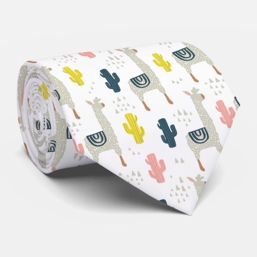 Kaktus-u. Lama-Muster Krawatte (Gerollt)