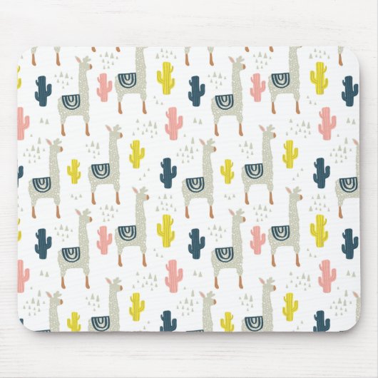 Kaktus-u. Lama-Muster Mousepad (Vorne)