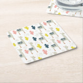 Kaktus-u. Lama-Muster Rechteckiger Pappuntersetzer (angewinkelt)