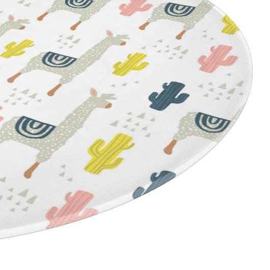 Kaktus-u. Lama-Muster Schneidebrett (Ecke)