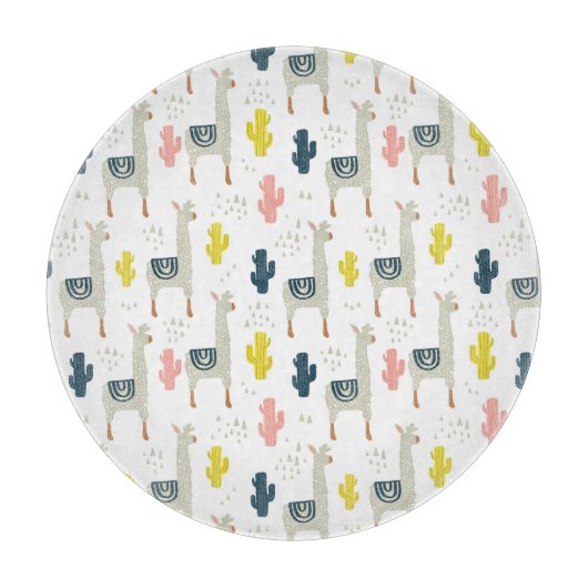 Kaktus-u. Lama-Muster Schneidebrett (Vorderseite)