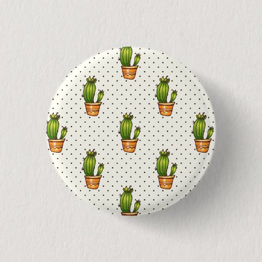 Kaktus u. saftiges Polk-Punkt-Muster Button (Vorderseite)