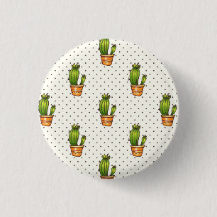 Kaktus u. saftiges Polk-Punkt-Muster Button