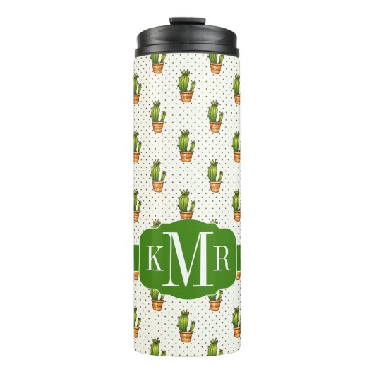 Kaktus u. saftiges Polk-Punkt-Muster Thermosbecher (Vorderseite)