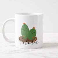 Kaktus umarmendes Doodle-Name Riesencaffee-Tasse