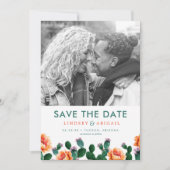 Kaktus und Blume Save the Date (Vorderseite)