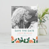 Kaktus und Blume Save the Date (Stehend Vorderseite)