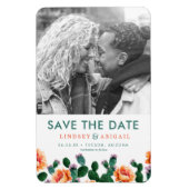 Kaktus und Blume Save the Date Magnet (Vertikal)